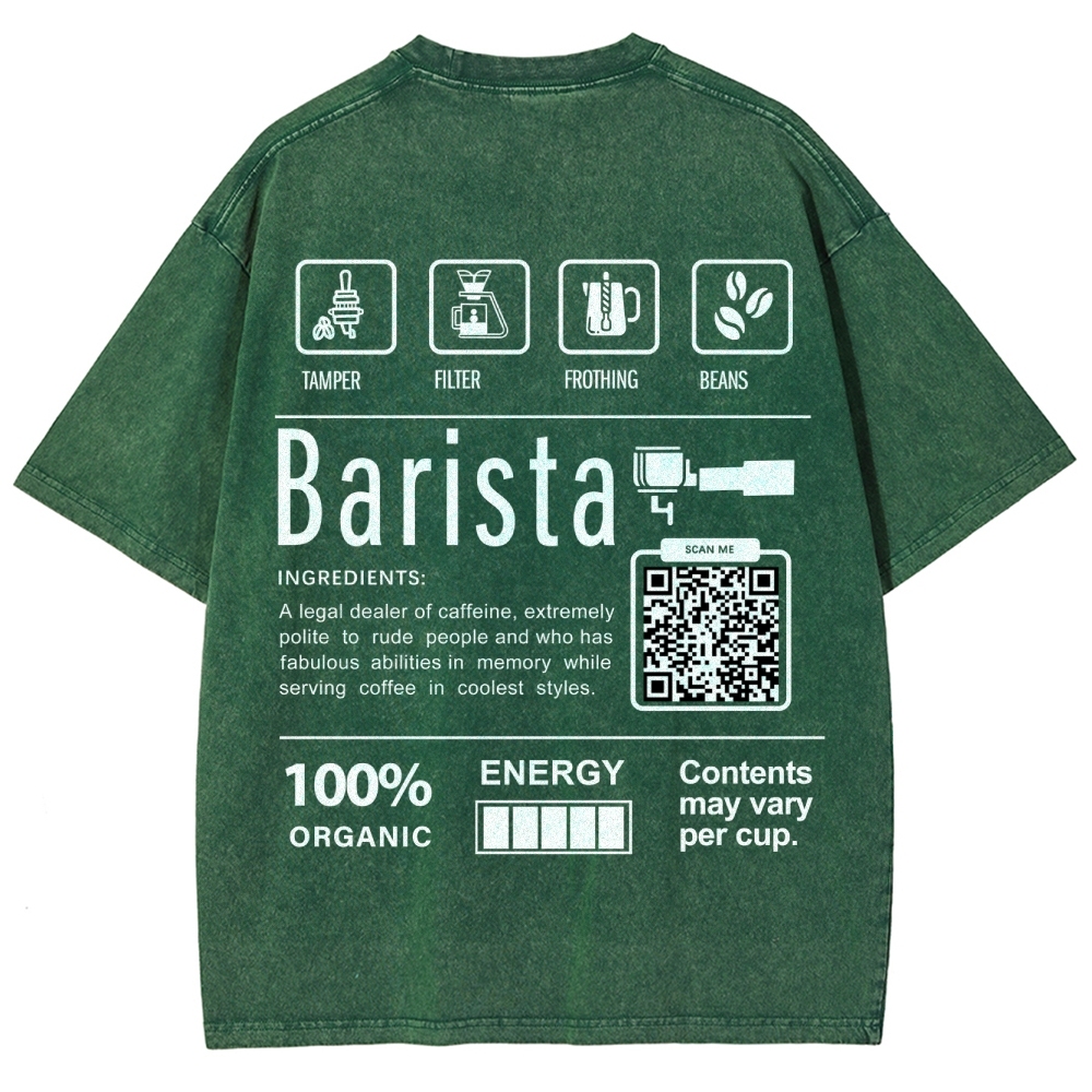 Barista Addcustom QR Code Unisex Fit Washed T-Shirt
