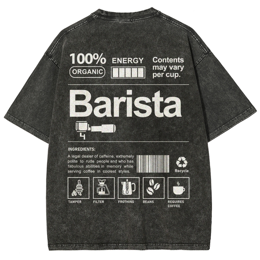 Barista Addcustom Unisex Fit Washed T-Shirt
