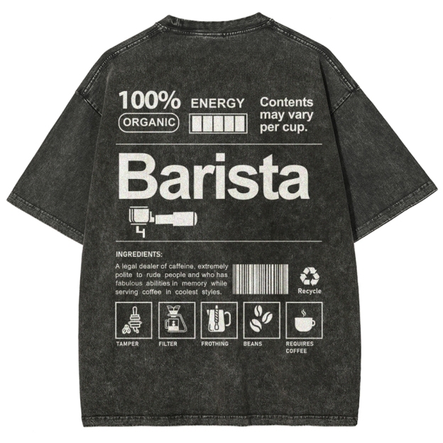 Barista Addcustom Unisex Fit Washed T-Shirt