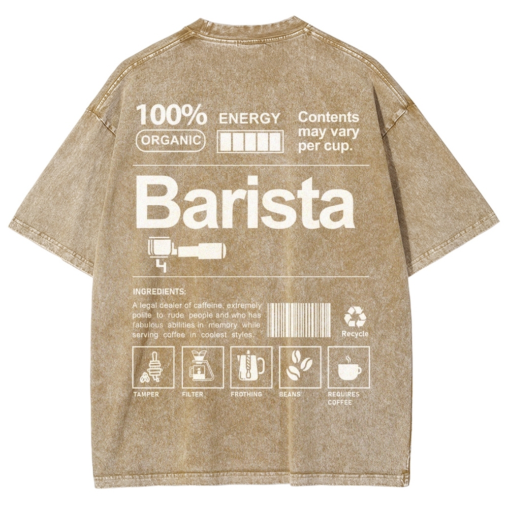 Barista Addcustom Unisex Fit Washed T-Shirt