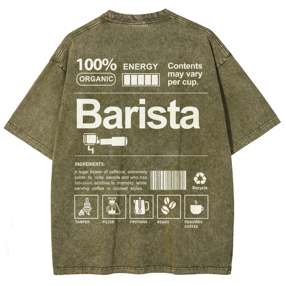 Barista Addcustom Unisex Fit Washed T-Shirt