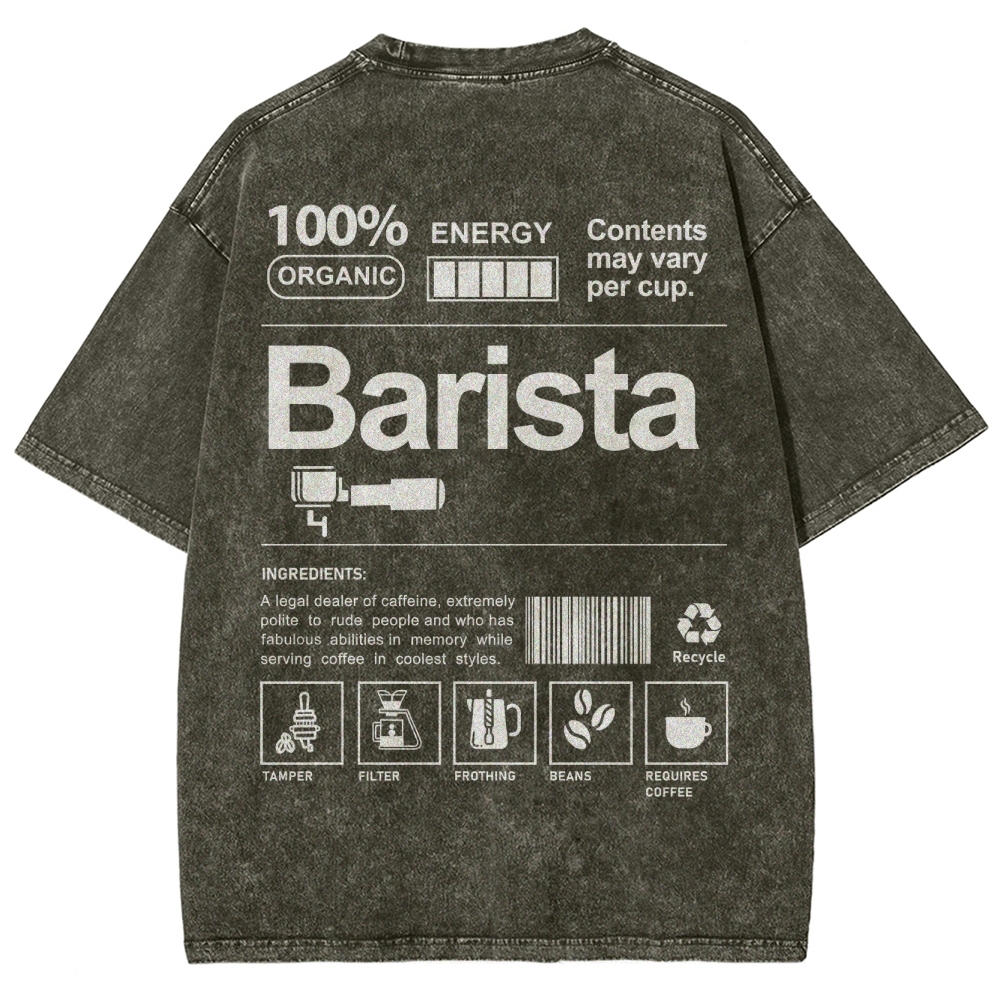 Barista Addcustom Unisex Fit Washed T-Shirt