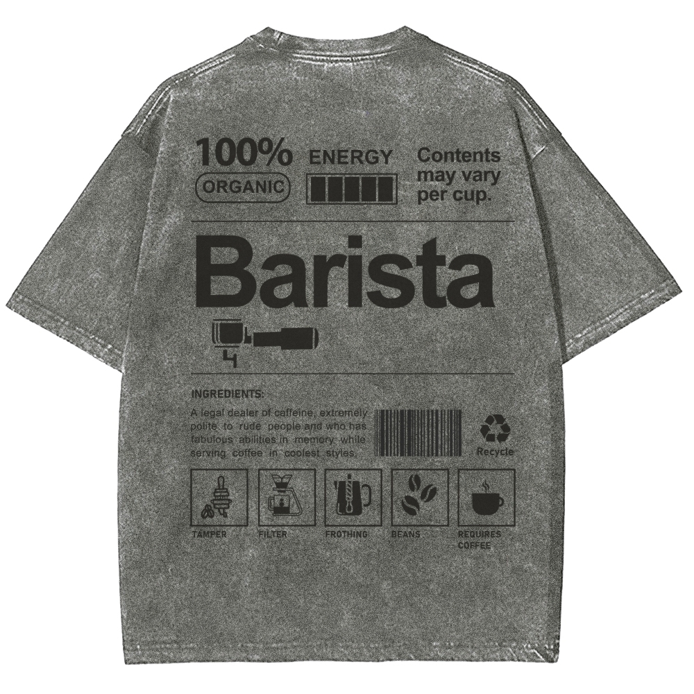 Barista Addcustom Unisex Fit Washed T-Shirt