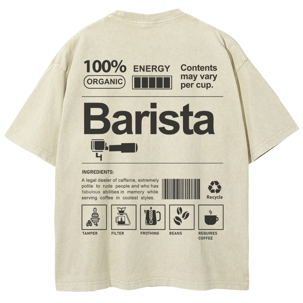 Barista Addcustom Unisex Fit Washed T-Shirt