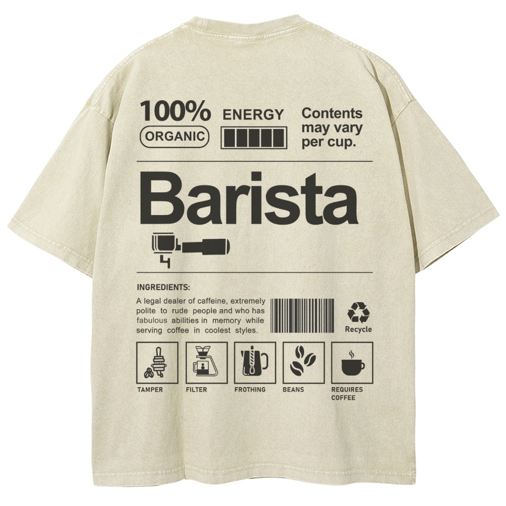 Barista Addcustom Unisex Fit Washed T-Shirt