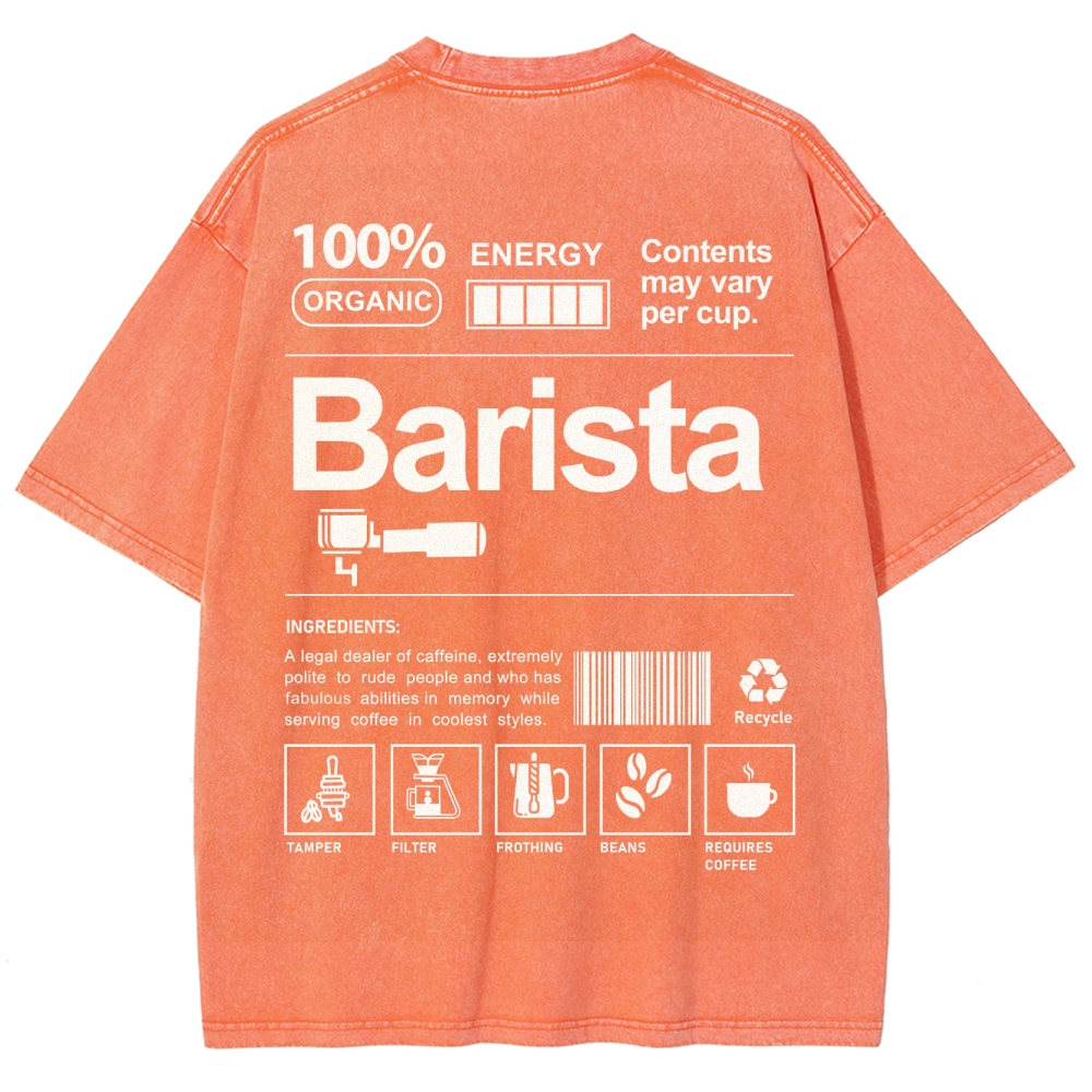 Barista Addcustom Unisex Fit Washed T-Shirt
