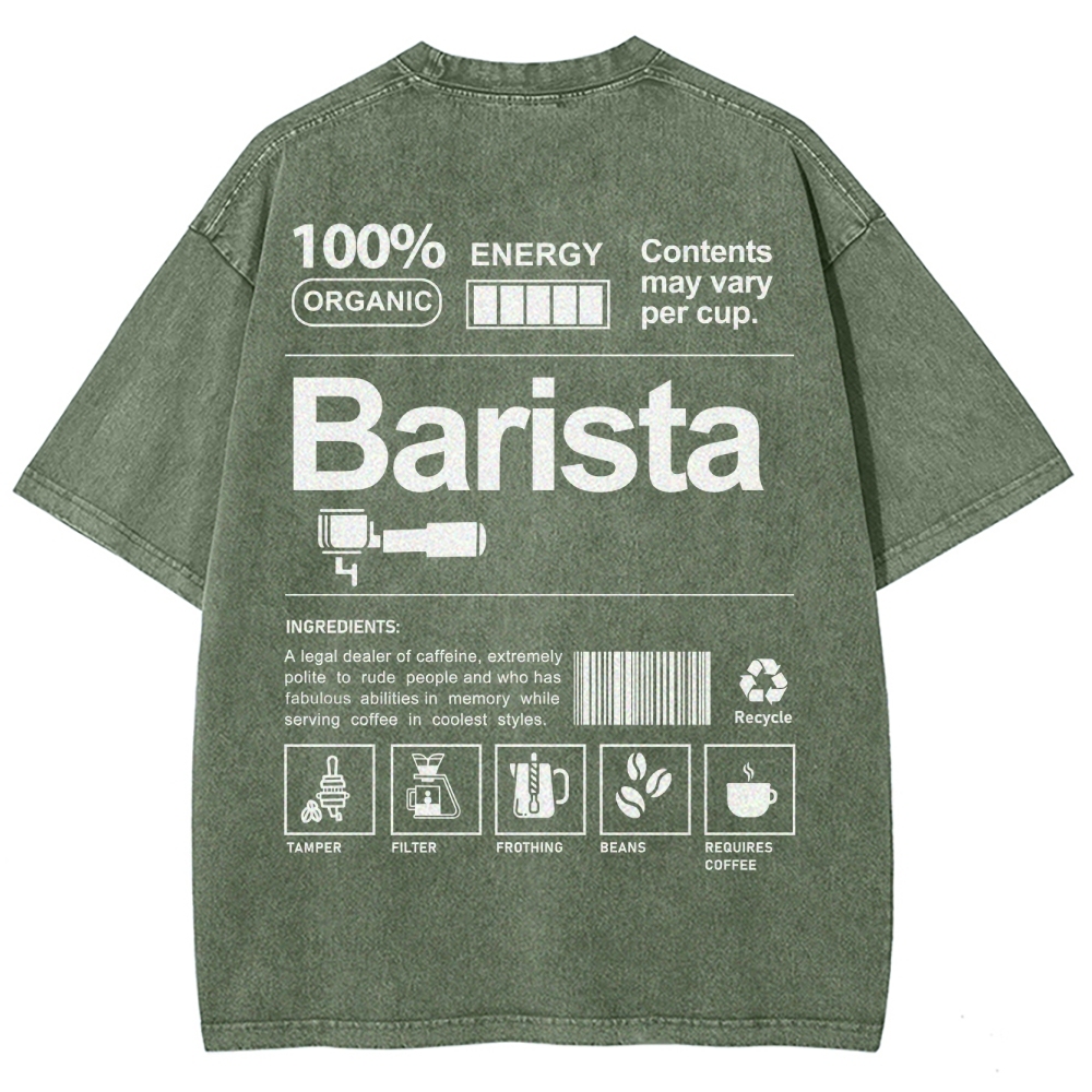 Barista Addcustom Unisex Fit Washed T-Shirt