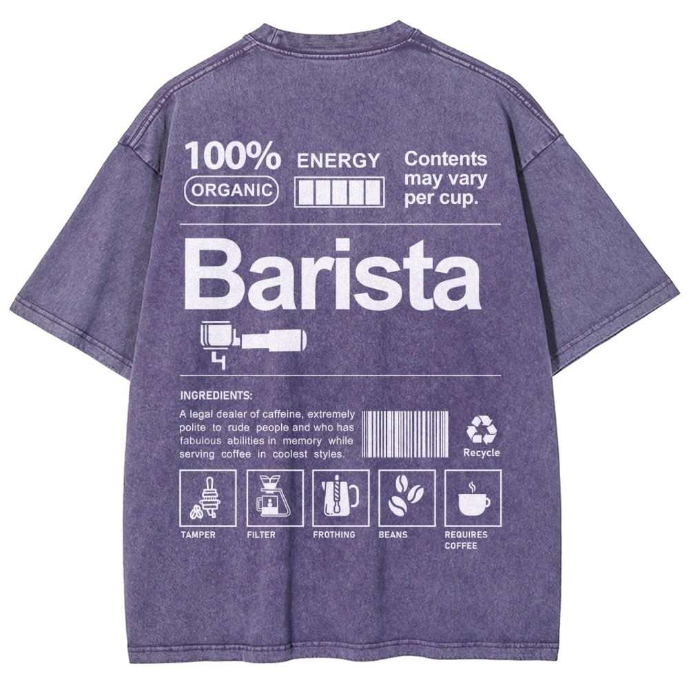 Barista Addcustom Unisex Fit Washed T-Shirt