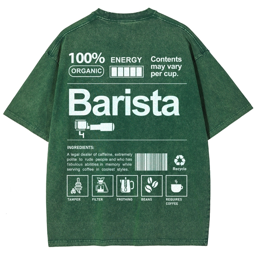 Barista Addcustom Unisex Fit Washed T-Shirt