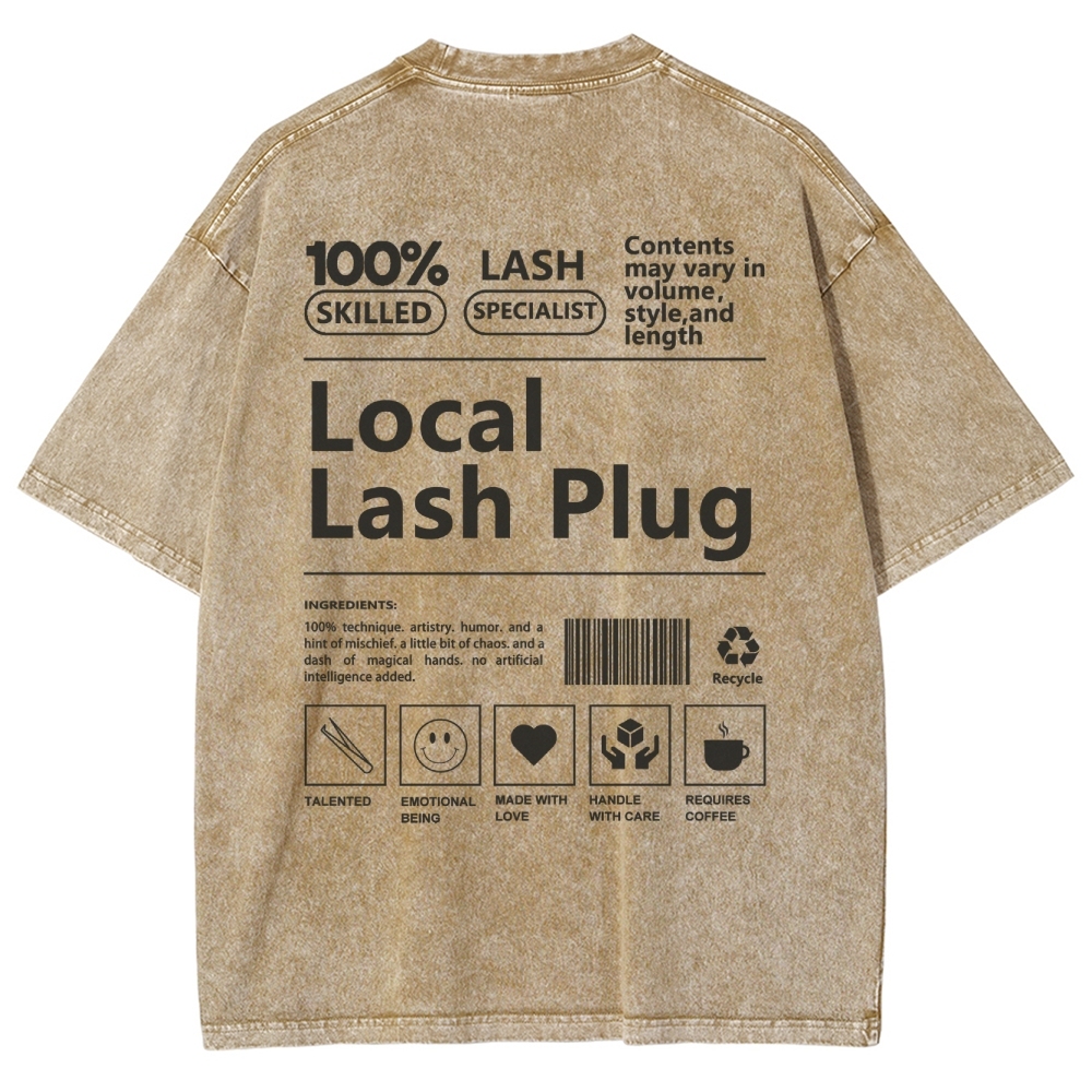 Local Lash Plug Vintage Snowflake Washed T-Shirt Customscool