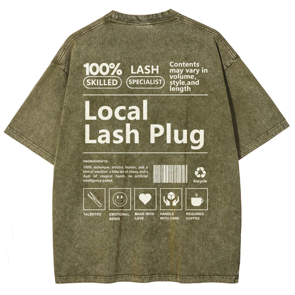 Local Lash Plug Vintage Snowflake Washed T-Shirt Customscool