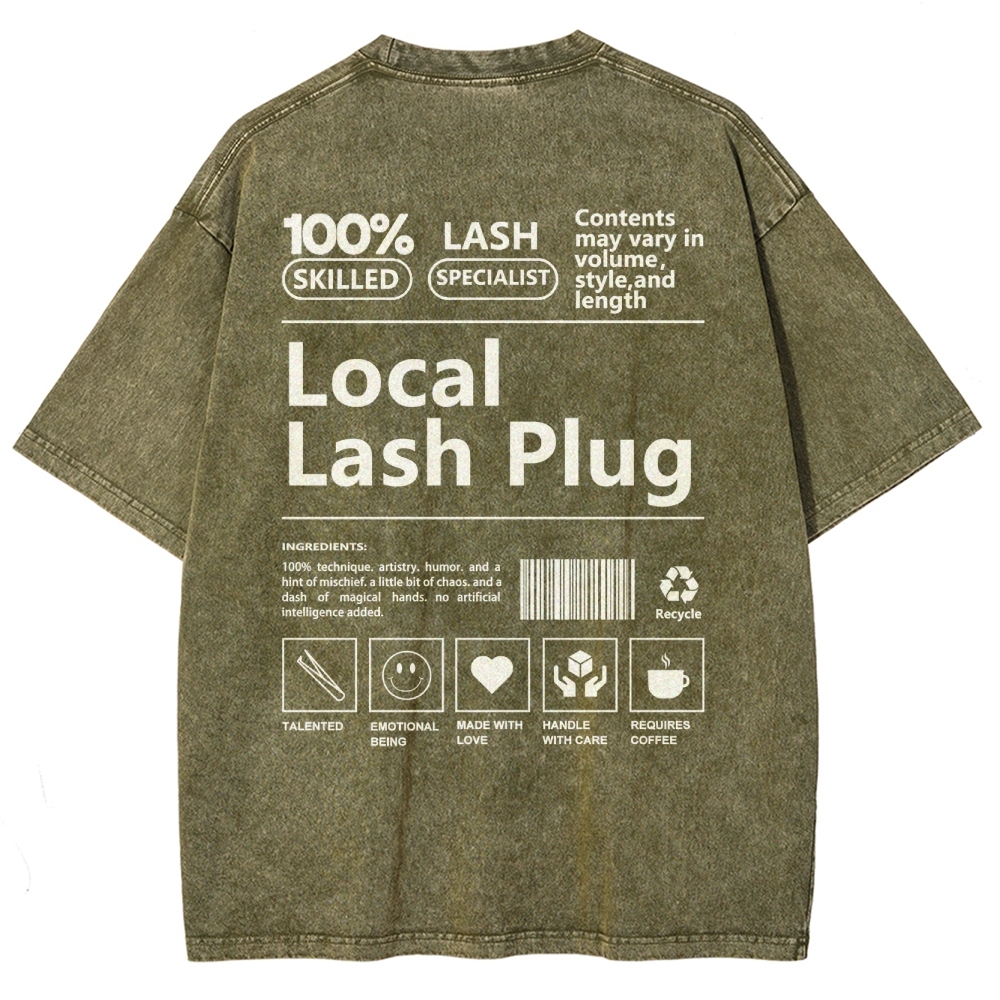 Local Lash Plug Vintage Snowflake Washed T-Shirt Customscool