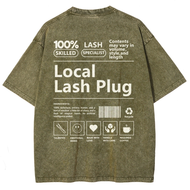 Local Lash Plug Vintage Snowflake Washed T-Shirt Customscool
