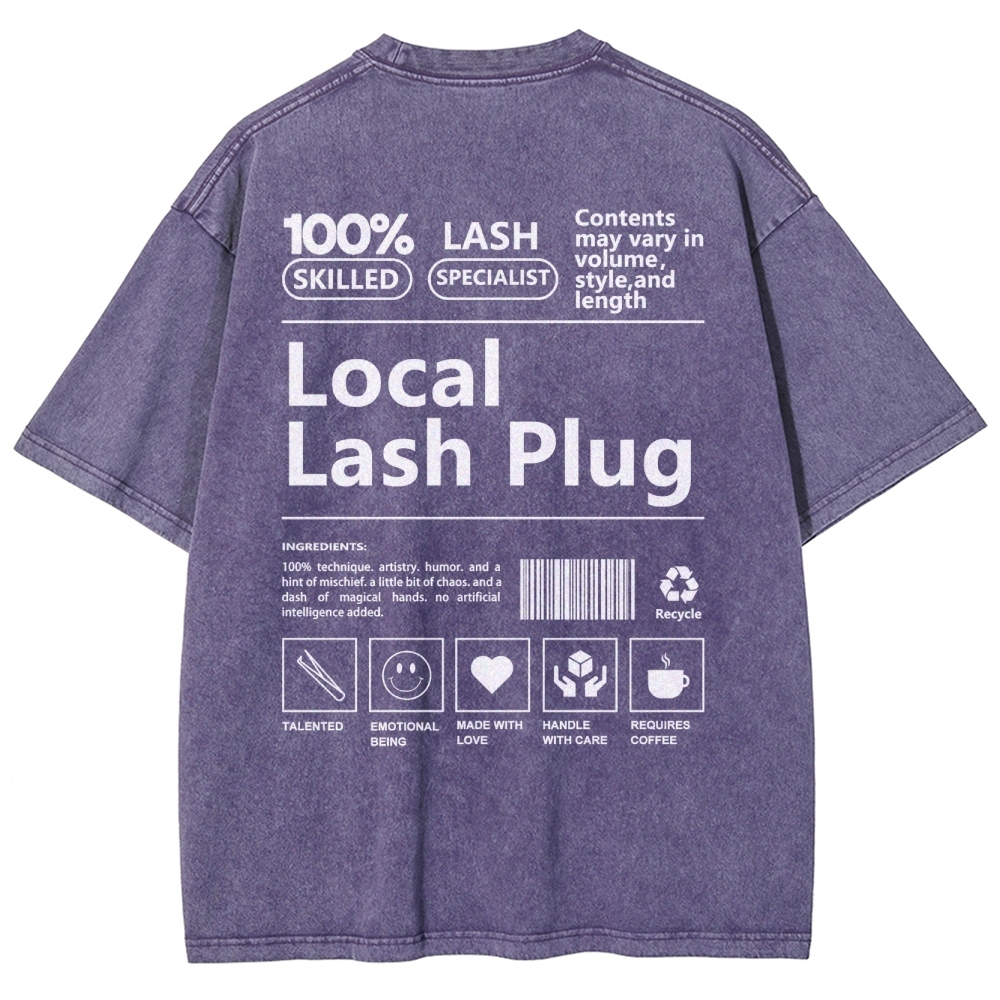Local Lash Plug Vintage Snowflake Washed T-Shirt Customscool