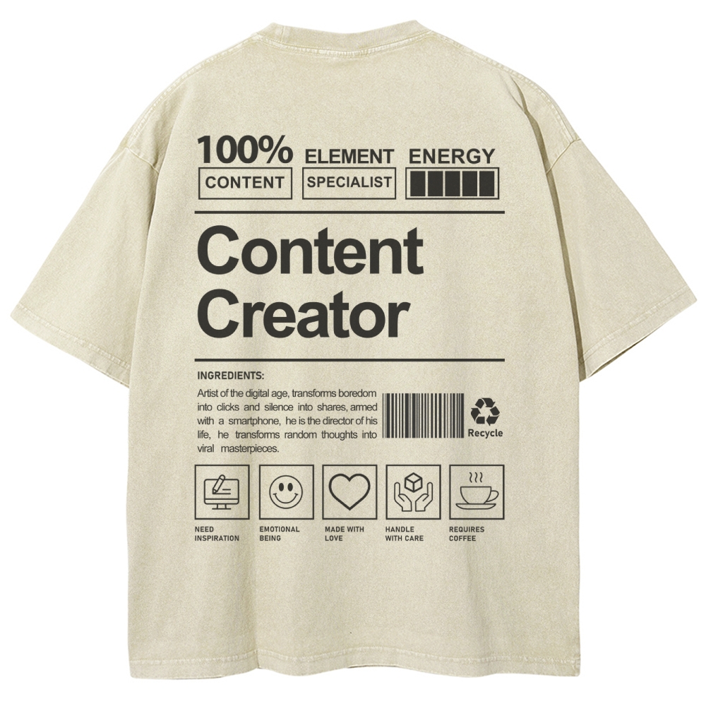 Content Creator Unisex Fit Washed T-Shirt Customscool