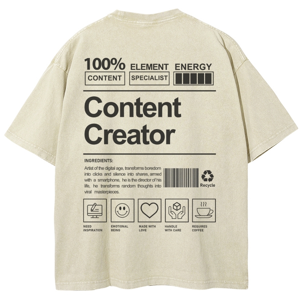 Content Creator Unisex Fit Washed T-Shirt Customscool