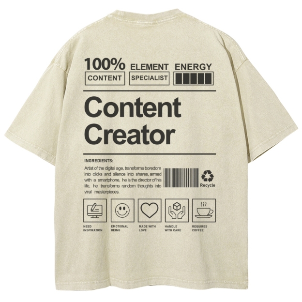 Content Creator Unisex Fit Washed T-Shirt Customscool