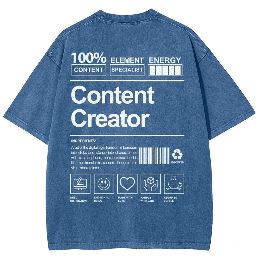 Content Creator Unisex Fit Washed T-Shirt Customscool