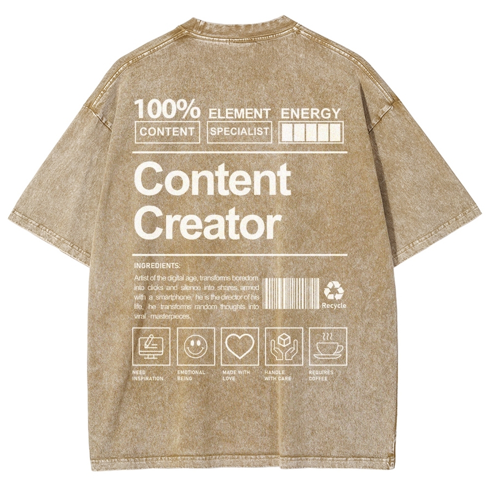 Content Creator Unisex Fit Washed T-Shirt Customscool