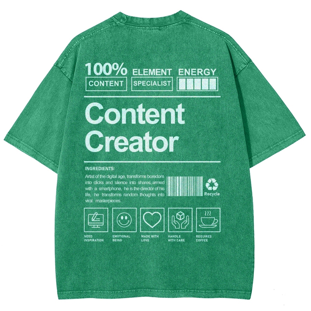 Content Creator Unisex Fit Washed T-Shirt Customscool