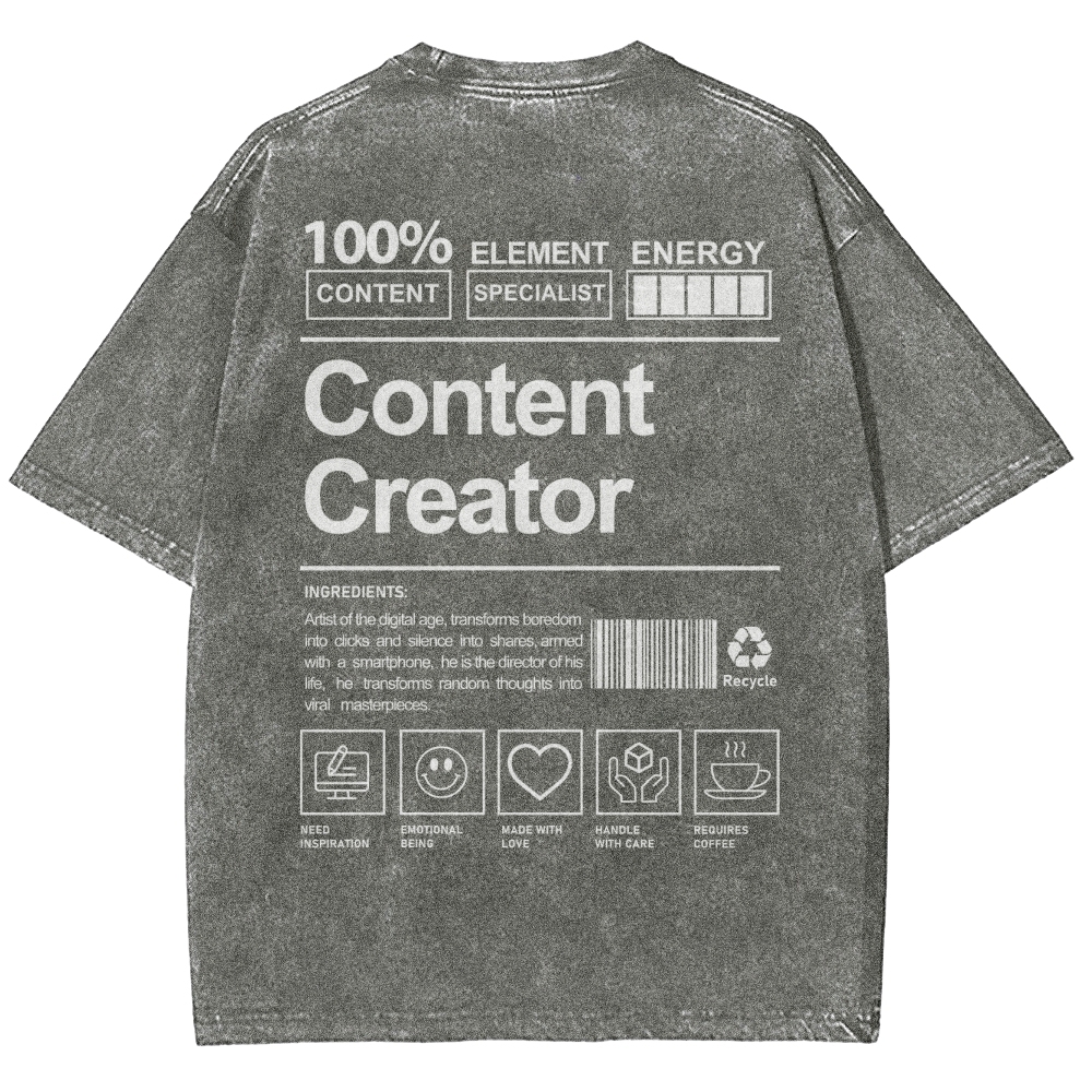 Content Creator Unisex Fit Washed T-Shirt Customscool