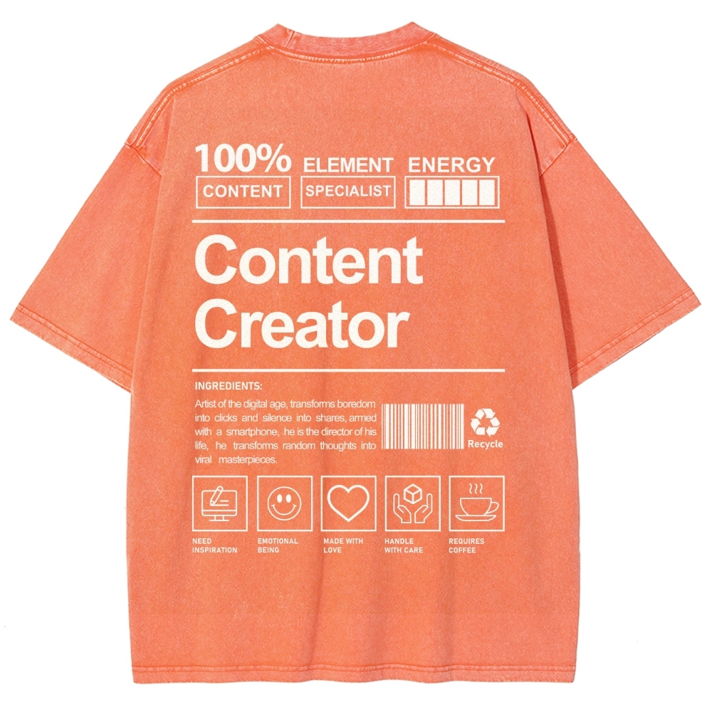 Content Creator Unisex Fit Washed T-Shirt Customscool