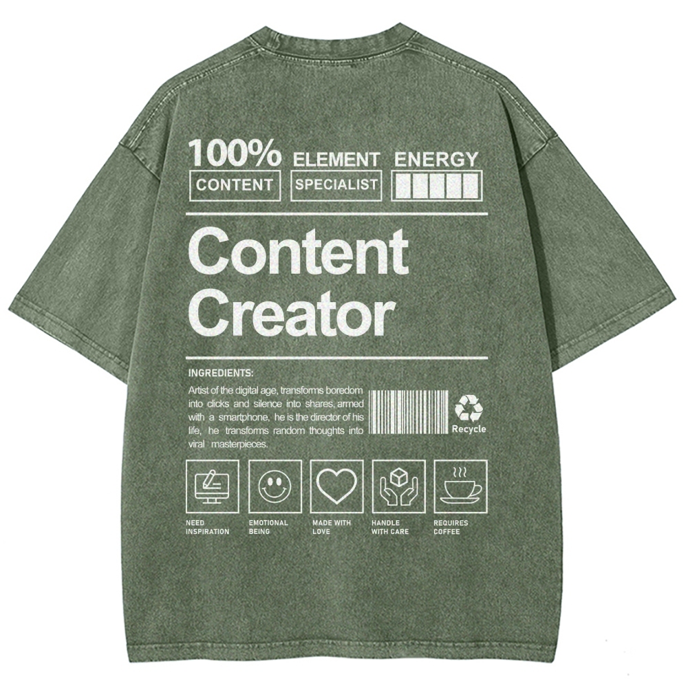Content Creator Unisex Fit Washed T-Shirt Customscool