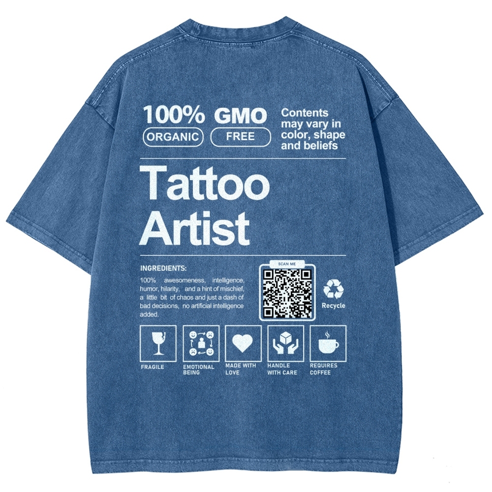 Tattoo Artist Addcustom QR Code Unisex Fit Washed T-Shirt