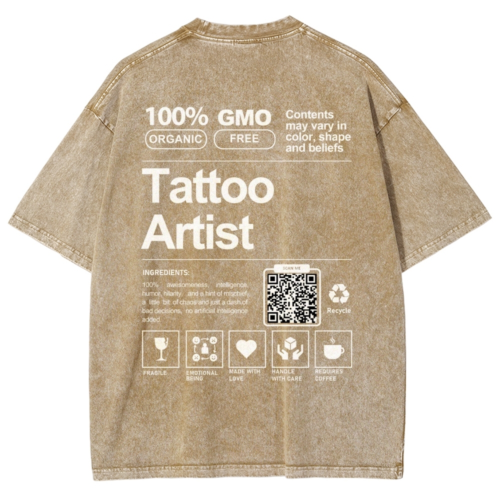 Tattoo Artist Addcustom QR Code Unisex Fit Washed T-Shirt