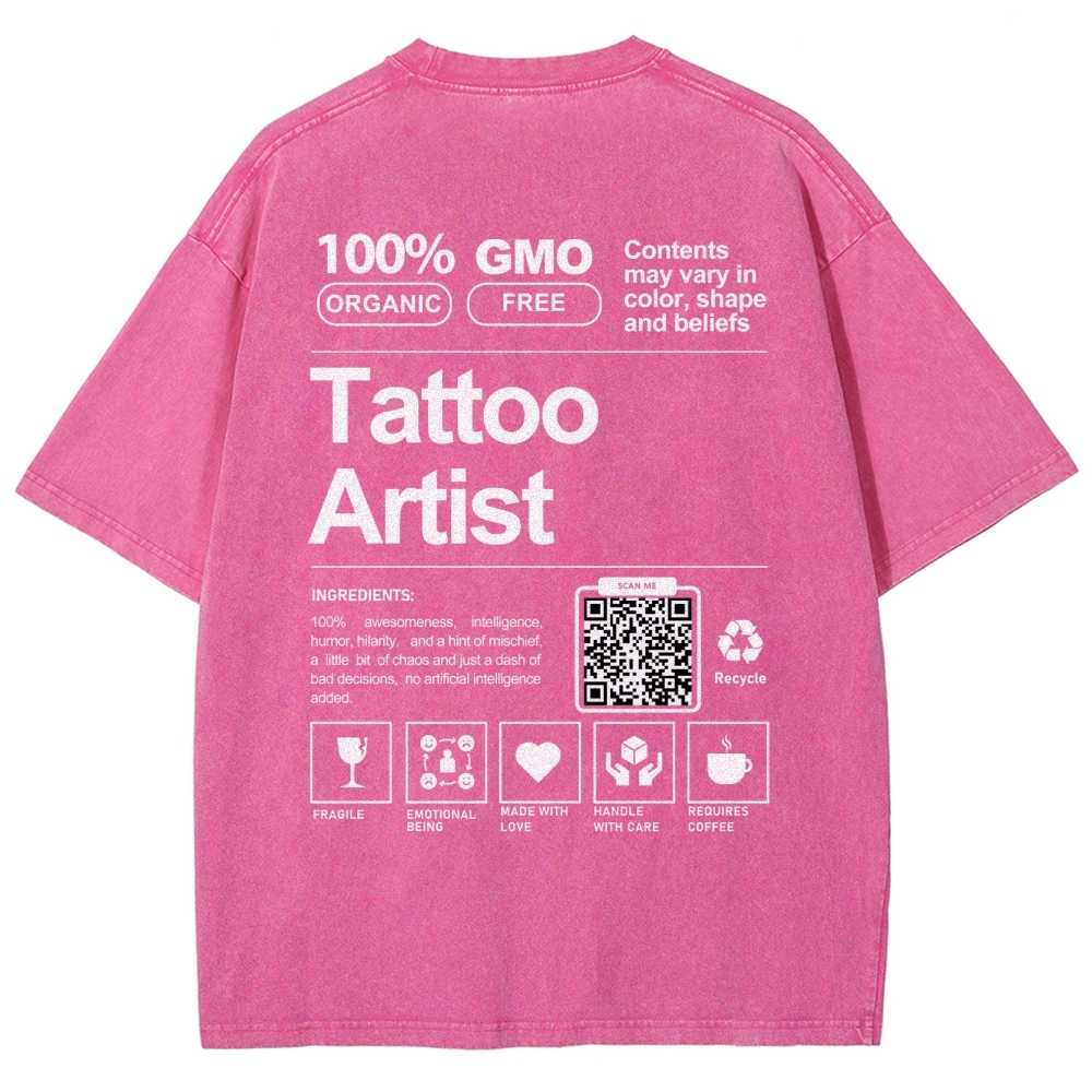 Tattoo Artist Addcustom QR Code Unisex Fit Washed T-Shirt