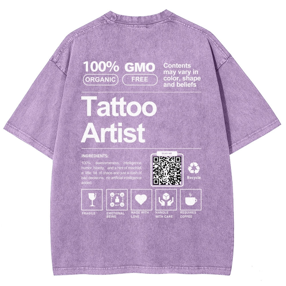 Tattoo Artist Addcustom QR Code Unisex Fit Washed T-Shirt