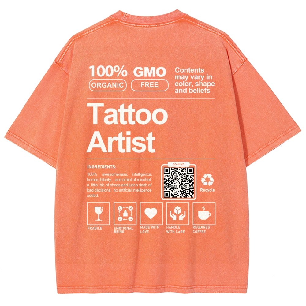 Tattoo Artist Addcustom QR Code Unisex Fit Washed T-Shirt