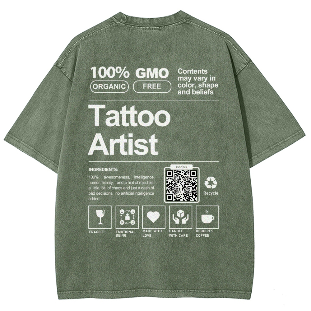 Tattoo Artist Addcustom QR Code Unisex Fit Washed T-Shirt