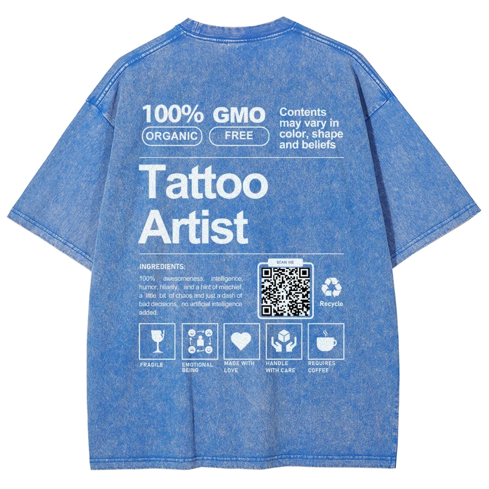 Tattoo Artist Addcustom QR Code Unisex Fit Washed T-Shirt
