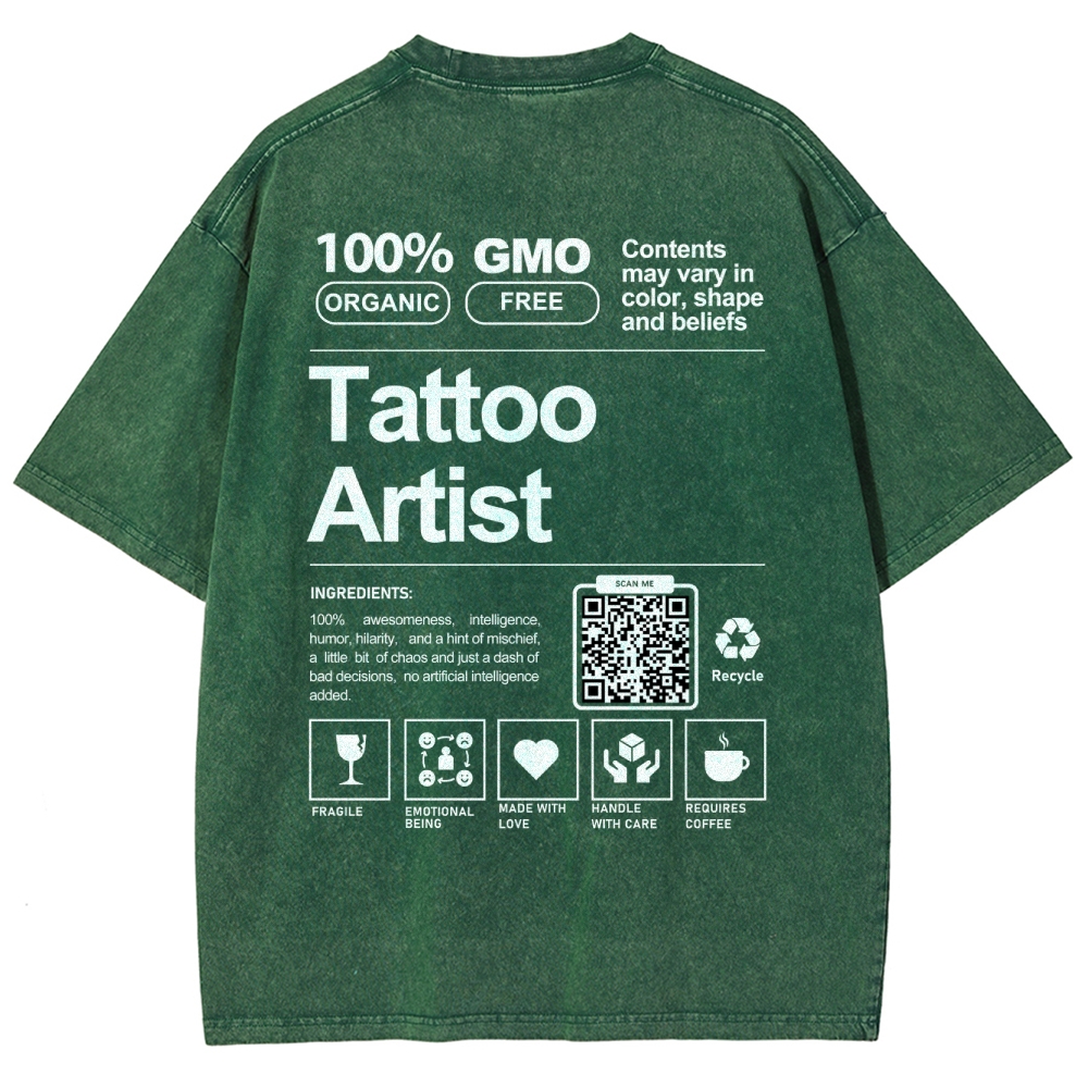 Tattoo Artist Addcustom QR Code Unisex Fit Washed T-Shirt