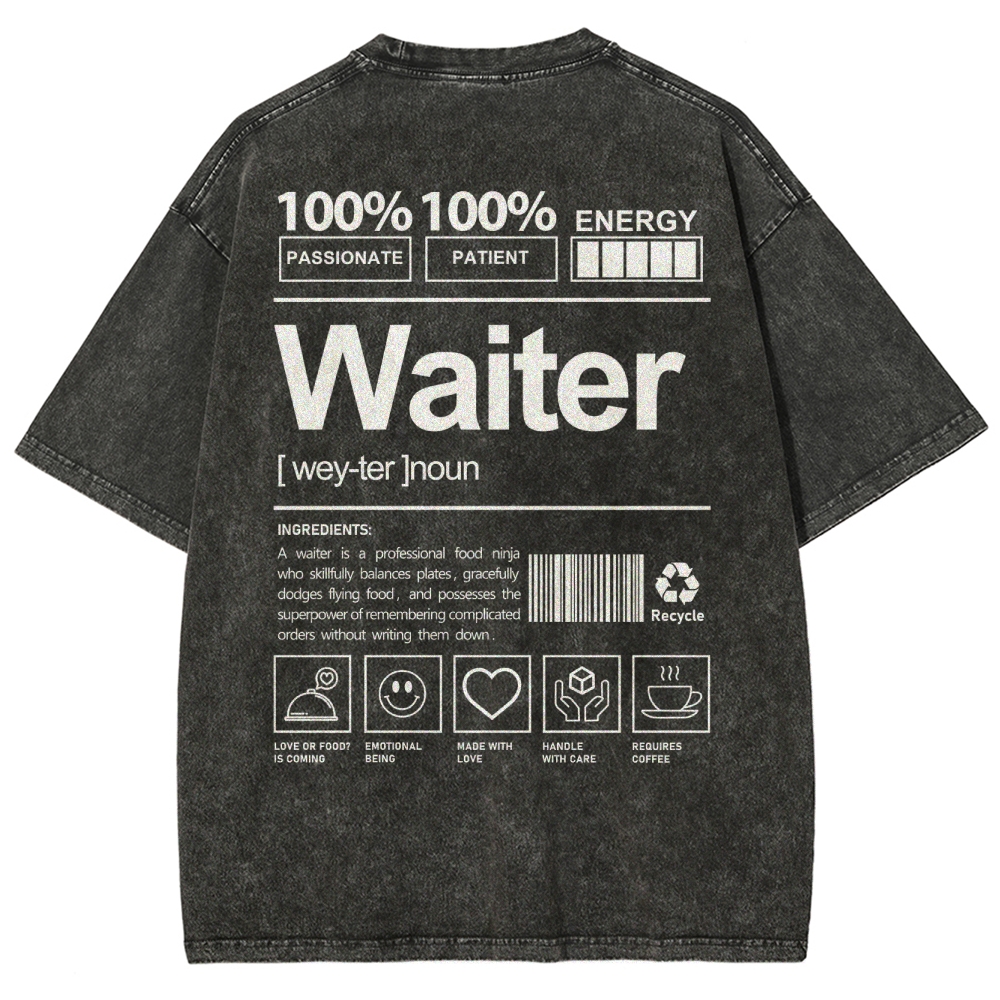 Waiter Unisex Fit Washed T-Shirt Customscool