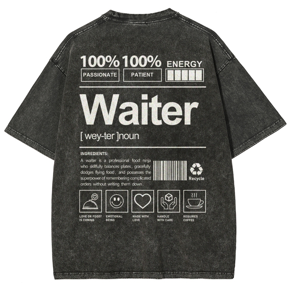 Waiter Unisex Fit Washed T-Shirt Customscool
