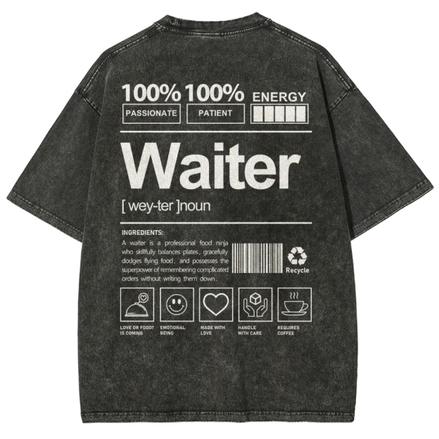 Waiter Unisex Fit Washed T-Shirt Customscool