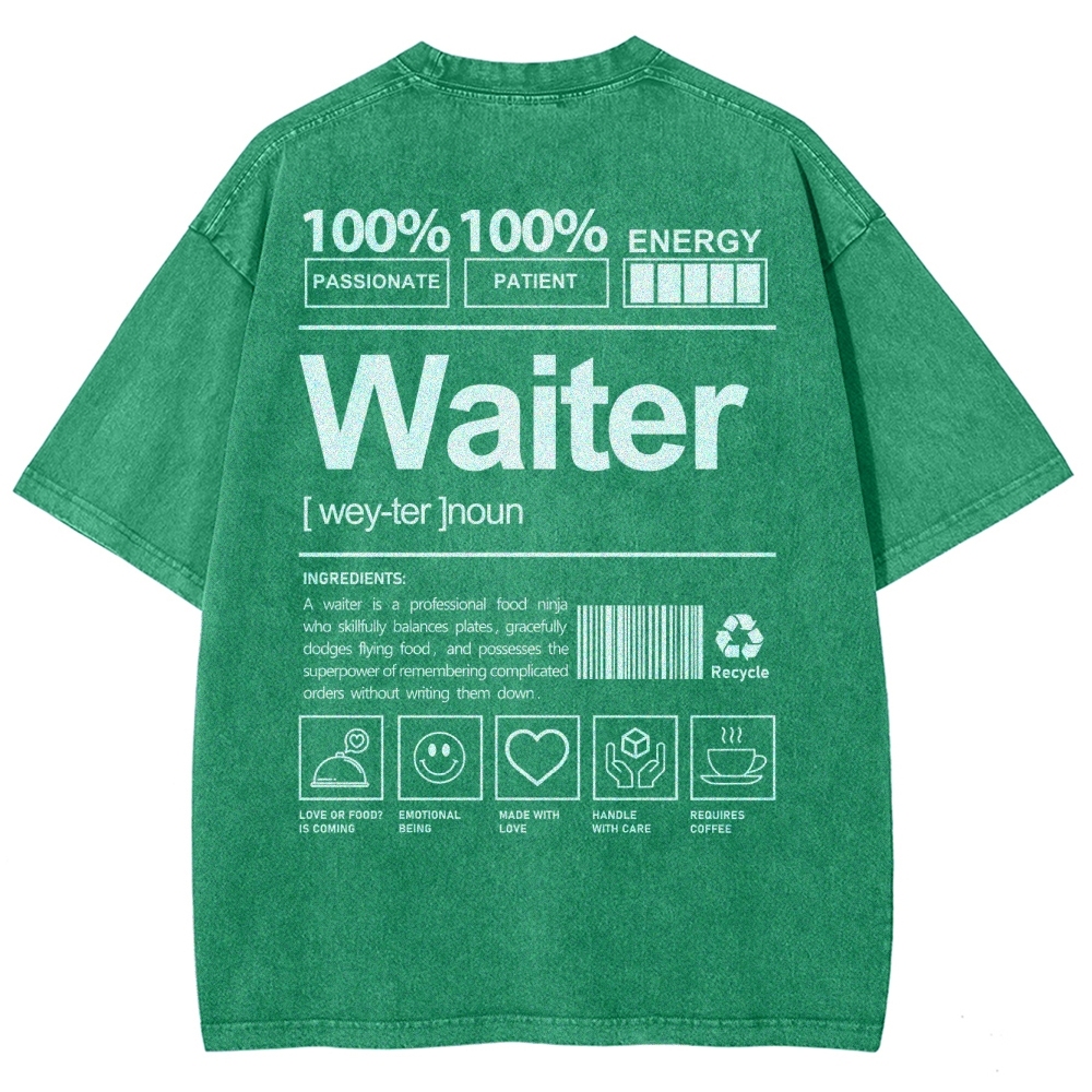 Waiter Unisex Fit Washed T-Shirt Customscool