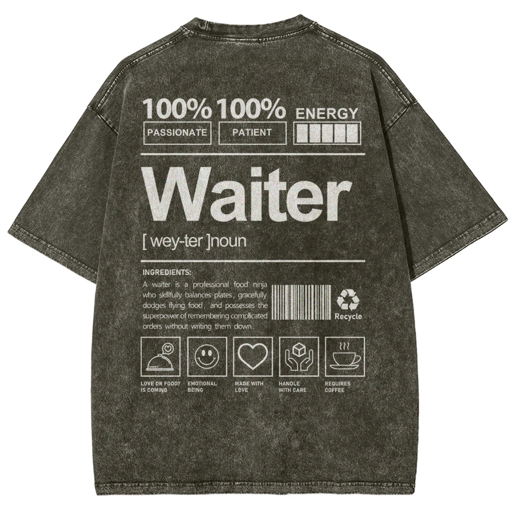 Waiter Unisex Fit Washed T-Shirt Customscool