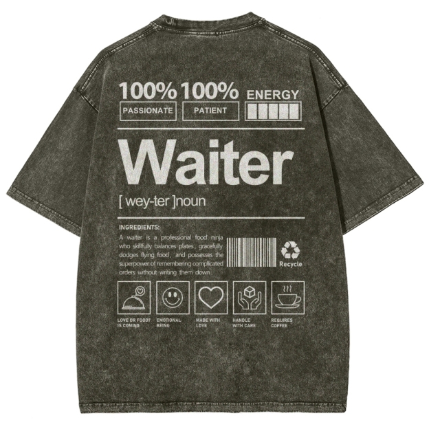 Waiter Unisex Fit Washed T-Shirt Customscool