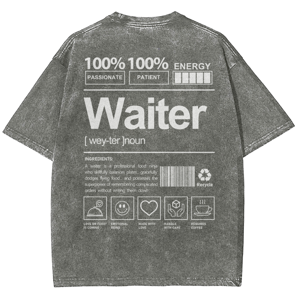 Waiter Unisex Fit Washed T-Shirt Customscool