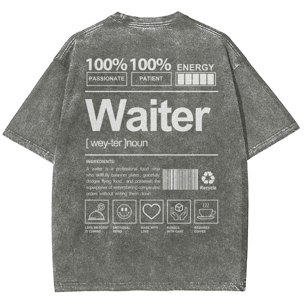 Waiter Unisex Fit Washed T-Shirt Customscool