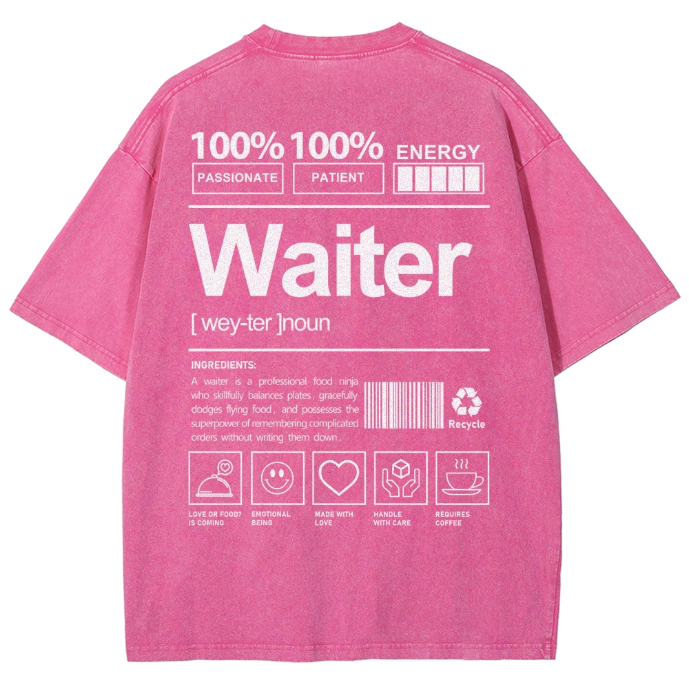Waiter Unisex Fit Washed T-Shirt Customscool