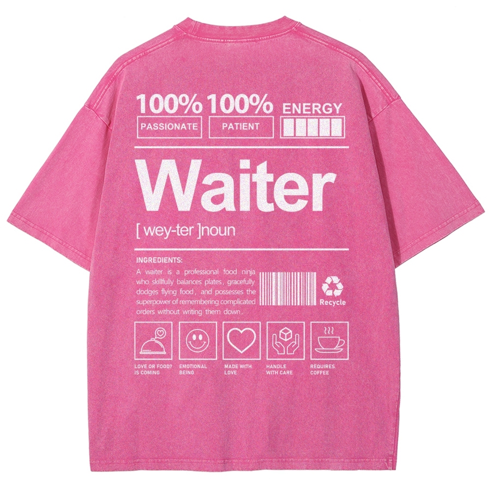 Waiter Unisex Fit Washed T-Shirt Customscool