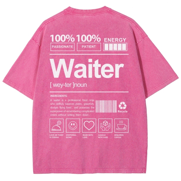 Waiter Unisex Fit Washed T-Shirt Customscool