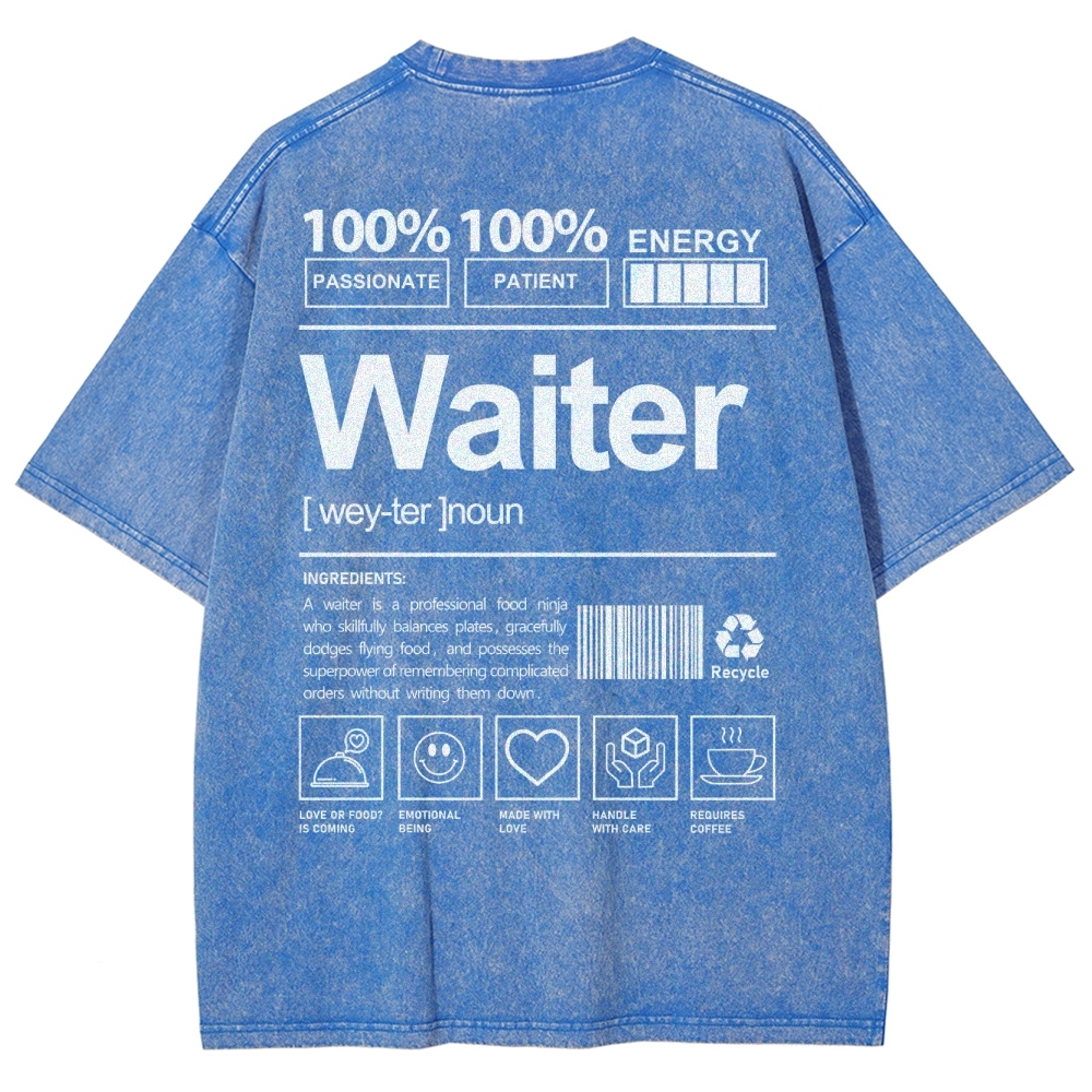 Waiter Unisex Fit Washed T-Shirt Customscool
