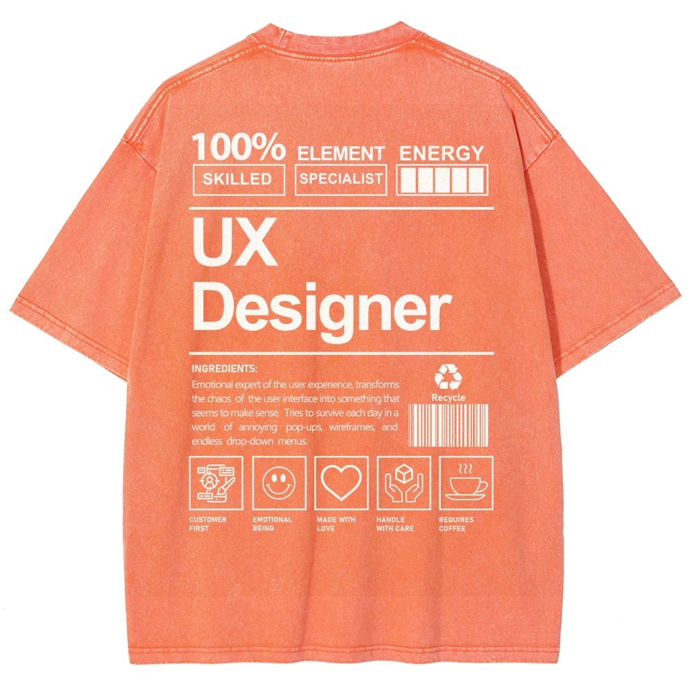 UX Designer Unisex Fit Washed T-Shirt Customscool