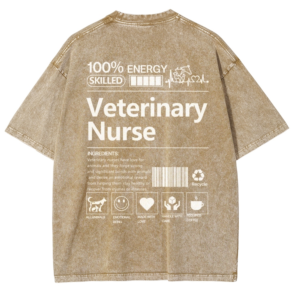 Veterinary Nurse Unisex Fit Washed T-Shirt Customscool