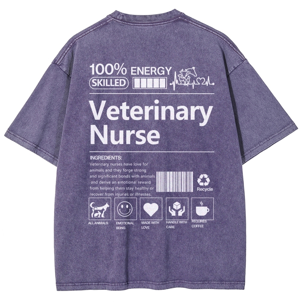 Veterinary Nurse Unisex Fit Washed T-Shirt Customscool